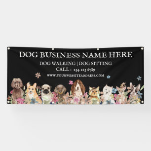 Hundefriseur Black Puppies Floral Botanical Banner