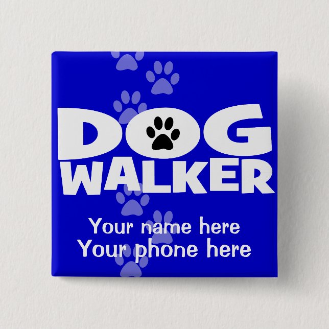 Hundegehen und Hundewanderer-Werbeaktion! Button (Vorderseite)