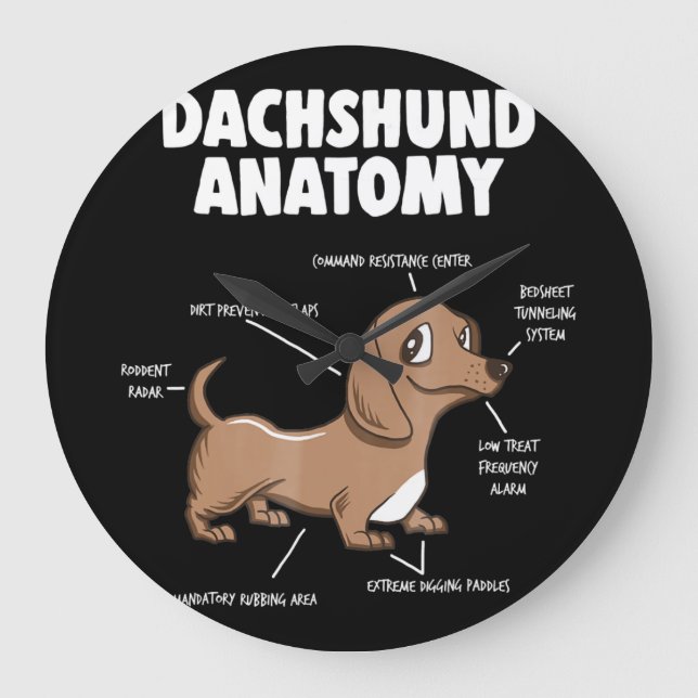 Hundegeschenk| Anatomische Dackel Funny Weiner Große Wanduhr (Vorderseite)