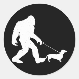 Hundegeschenk   Bigfoot Walking Dackel Sonnige Dac Runder Aufkleber