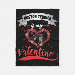 Hundegeschenk Boston Terrier ist mein Valentine Fleecedecke