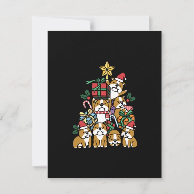 Hundegeschenk | Christmas Tree English Bulldog Dog Dankeskarte (Vorderseite)