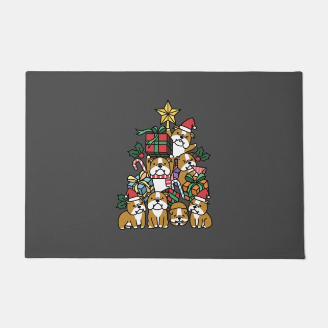 Hundegeschenk | Christmas Tree English Bulldog Dog Fußmatte (Vorderseite)
