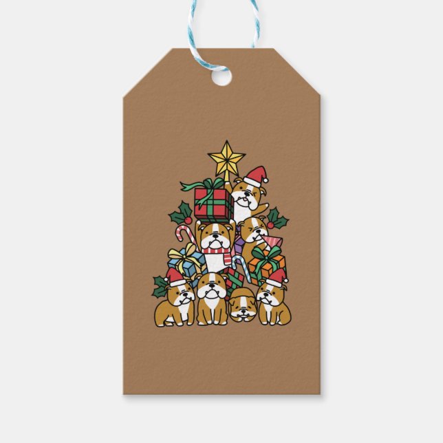 Hundegeschenk | Christmas Tree English Bulldog Dog Geschenkanhänger (Vorderseite)