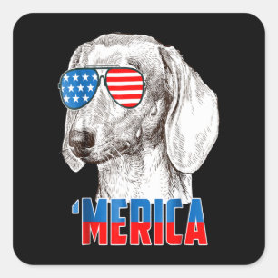 Hundegeschenk Coole Dackel "Merica Quadratischer Aufkleber
