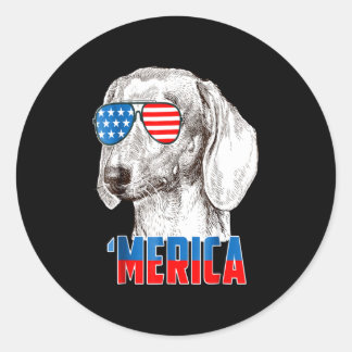 Hundegeschenk | Coole Dackel "Merica Runder Aufkleber