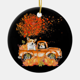 Hundegeschenk   Corgi Dog Pumpkins Keramik Ornament