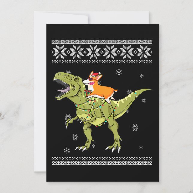 Hundegeschenk| Corgi Riding T Rex Dinosaurier Weih Einladung (Vorderseite)