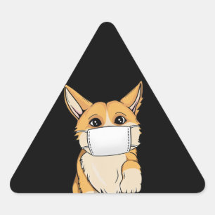 Hundegeschenk   Corgi Wear Face Mask Dreieckiger Aufkleber