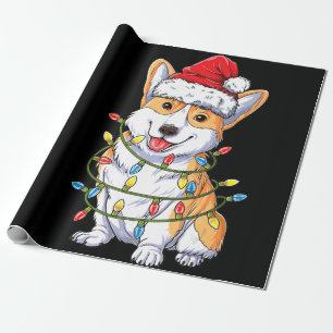 Hundegeschenk  Corgi Weihnachtsbaum Lichter Xmas Geschenkpapier