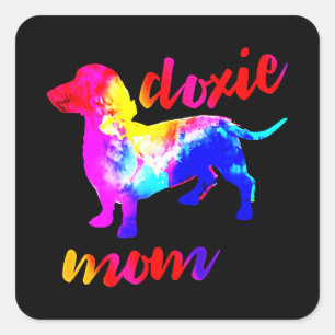 Hundegeschenk DACKEL DACKEL MAMA Quadratischer Aufkleber