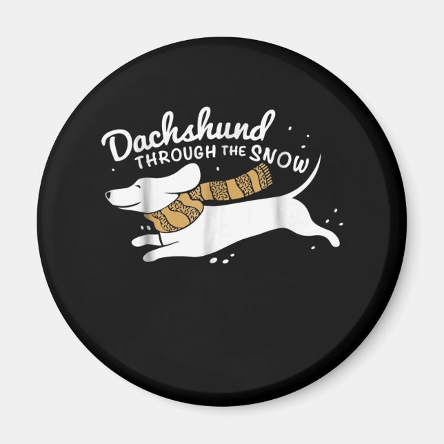 Hundegeschenk | Dackel durch den Schnee Magnet (Vorne)