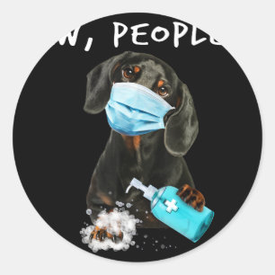 Hundegeschenk Dackel neuer Menschen mit Gesichtsm Runder Aufkleber