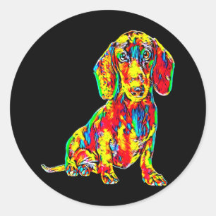 Hundegeschenk   Dackel Vollfarbig schön Runder Aufkleber