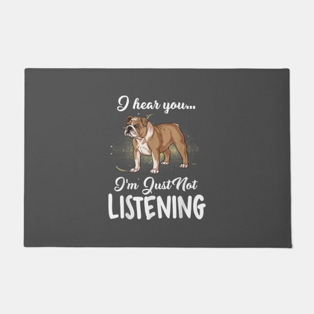 Hundegeschenk| Englischer Bulldog, den ich höre, d Fußmatte (Vorderseite)