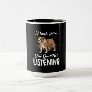 Hundegeschenk  Englischer Bulldog, den ich höre, d Tasse