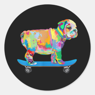 Hundegeschenk Farbenfrohe Coole Bulldog Puppy-Sk Runder Aufkleber