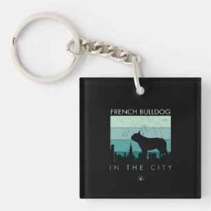 Hundegeschenk   Französischer Bulldog in der Stadt Schlüsselanhänger