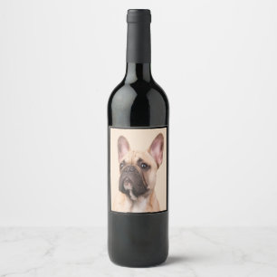 Hundegeschenk   Französischer Bulldog mit schlech Weinetikett