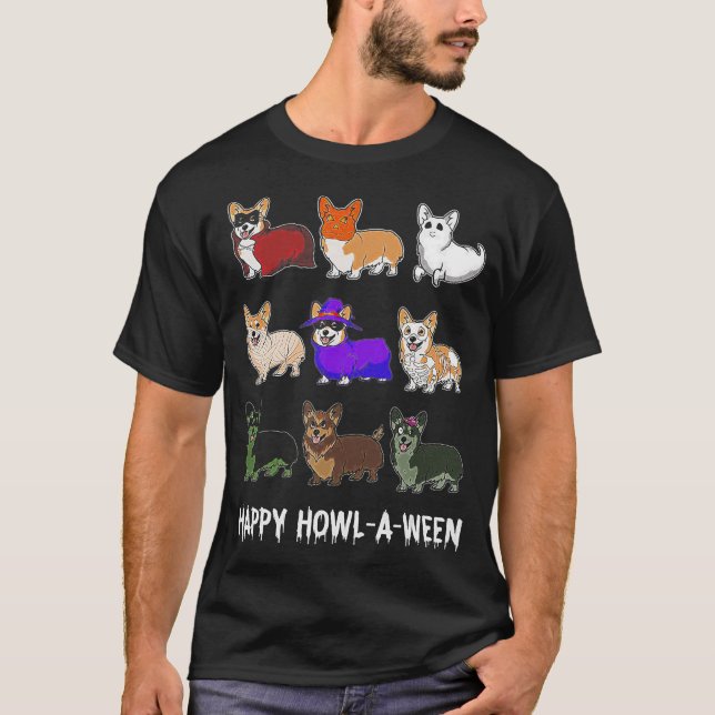 Hundegeschenk | Funny Corgi Dog Halloween T-Shirt (Vorderseite)