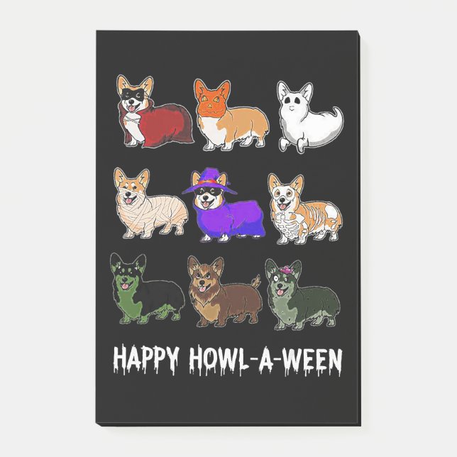 Hundegeschenk| Funny Corgi Hund Halloween Post-it Klebezettel (Vorderseite)