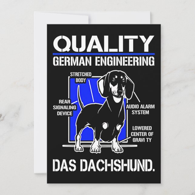 Hundegeschenk | German Engineering Das Dackel Feiertagskarte (Vorderseite)