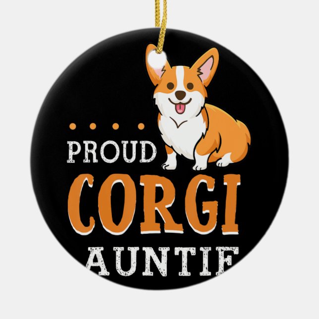 Hundegeschenk | niedliche Corgie-Tante lustig Keramik Ornament (Vorne)