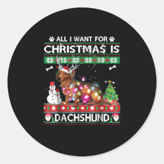 Hundegeschenk | Weihnachten ist Dackel Runder Aufkleber