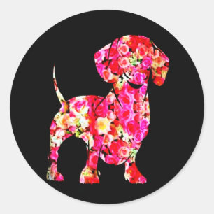 Hundegeschenk Wunderschöne Blume Dackel Girl Runder Aufkleber