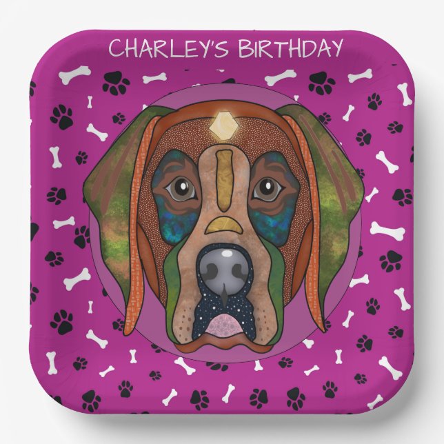 Hundegesicht Labrador Geburtstag Pappteller (Vorderseite)