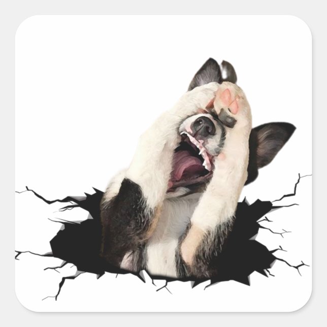 Hundegesicht Quadratischer Aufkleber (Vorderseite)