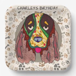 Hundegesicht Springer Spaniel Geburtstag Pappteller