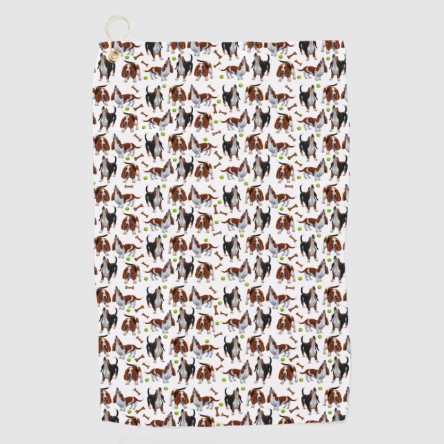 Hundegolf-Tuch HeulensBasset Hound Golfhandtuch (Vorderseite)