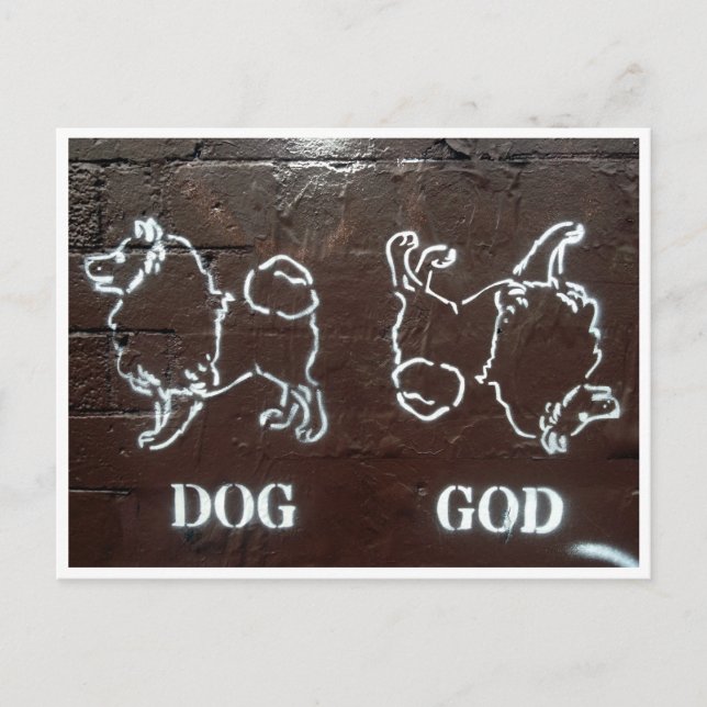 Hundegott Postkarte (Vorderseite)
