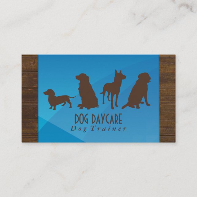 Hundegruppe | Blue Geometric Wood Trim Visitenkarte (Vorderseite)