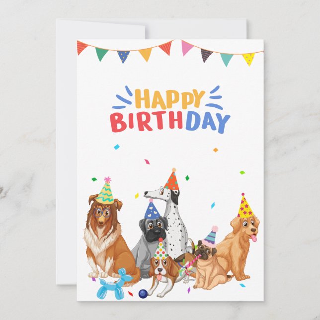Hundegruppe Party zum Geburtstag Feiertagskarte (Vorderseite)