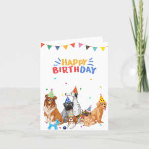 Hundegruppe Party zum Geburtstag Karte