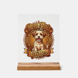 Hundehaar ist glänzendes flauschiges goldenes Band Acrylschild
