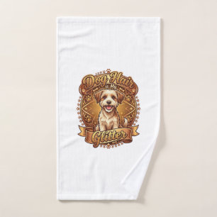 Hundehaar ist glänzendes flauschiges goldenes Band Handtuch