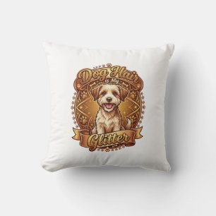 Hundehaar ist glänzendes flauschiges goldenes Band Kissen