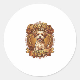 Hundehaar ist glänzendes flauschiges goldenes Band Runder Aufkleber