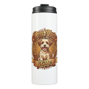 Hundehaar ist glänzendes flauschiges goldenes Band Thermosbecher