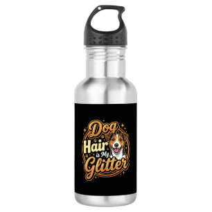 Hundehaar ist mein Glitter Hunde Liebhaber Edelstahlflasche