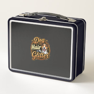 Hundehaar ist mein Glitter Hunde Liebhaber Metall Brotdose