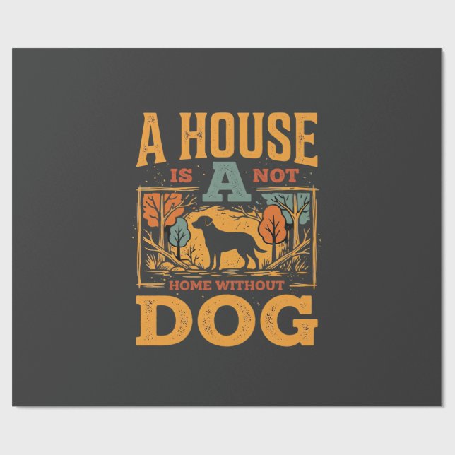 Hundeheim Vintage-Haus Geschenkpapier (Flach)