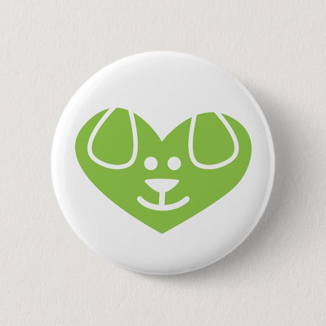 Hundeherz-Grün-Knopf Button (Vorderseite)