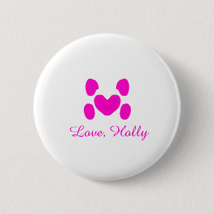 Hundeherz Pfote rosa Haustier Name Text Tier Katze Button