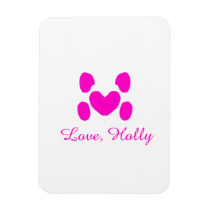 Hundeherz Pfote rosa Haustier Name Text Tier Katze Magnet
