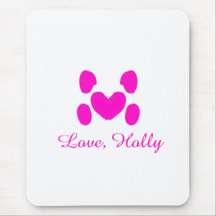 Hundeherz Pfote rosa Haustier Name Text Tier Katze Mousepad
