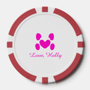 Hundeherz Pfote rosa Haustier Name Text Tier Katze Pokerchips
